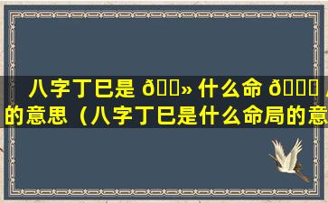 八字丁巳是 🌻 什么命 🍀 局的意思（八字丁巳是什么命局的意思啊）